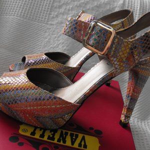 VANELLI SLING-BACK PEEP-TOE SHOES, 8 M, MULTI